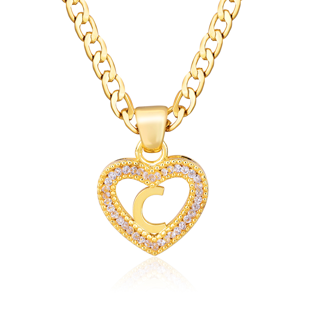 Personalized Custom Heart Zircon Initial Letter Necklace