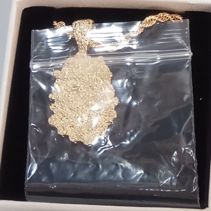 Gold Plated Oval Nugget Rope Chain Charm Necklace