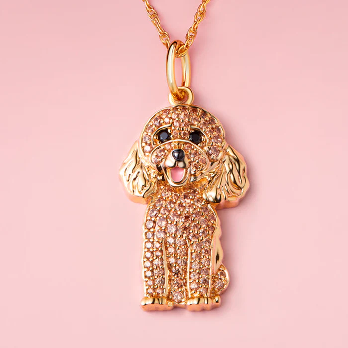 Poodle Animal Necklace Personalized Heart Pendant Engraved Necklace