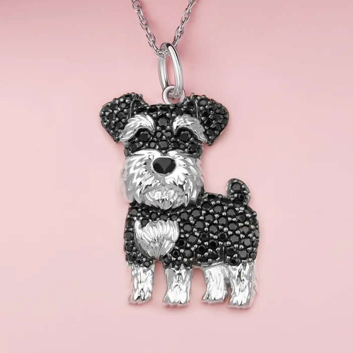 Schnauzer Pet Necklace Personalized White Heart Pendant Engraved Necklace