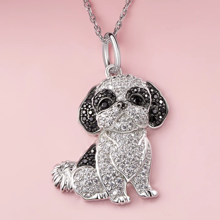Shih Tzu Puppy  Pet Necklace Personalized White Heart Pendant Engraved Necklace