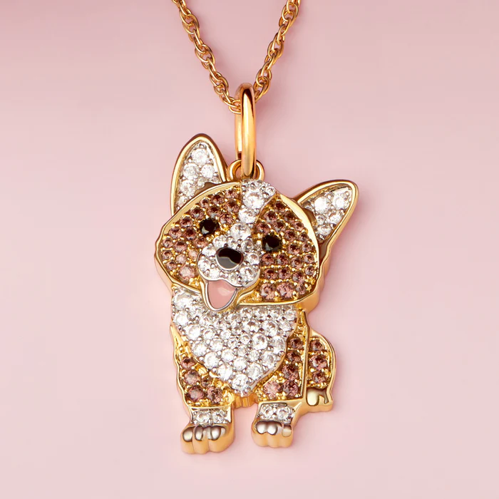 Corgi Puppy Pet Necklace Personalized Heart Pendant Engraved Necklace