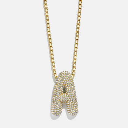 Zircon Letter Pendant Personalized Custom Gold Plated Initial Necklace