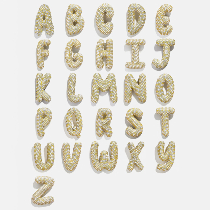 Zircon Letter Pendant Personalized Custom Gold Plated Initial Necklace