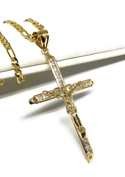 Jesus Cross Pendant Necklace Classic Gold Plated Necklace