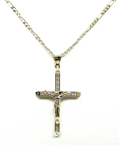 Jesus Cross Pendant Necklace Classic Gold Plated Necklace