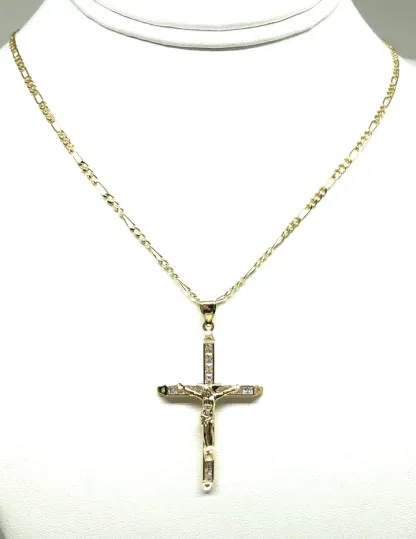 Jesus Cross Pendant Necklace Classic Gold Plated Necklace