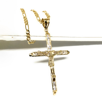 Jesus Cross Pendant Necklace Classic Gold Plated Necklace