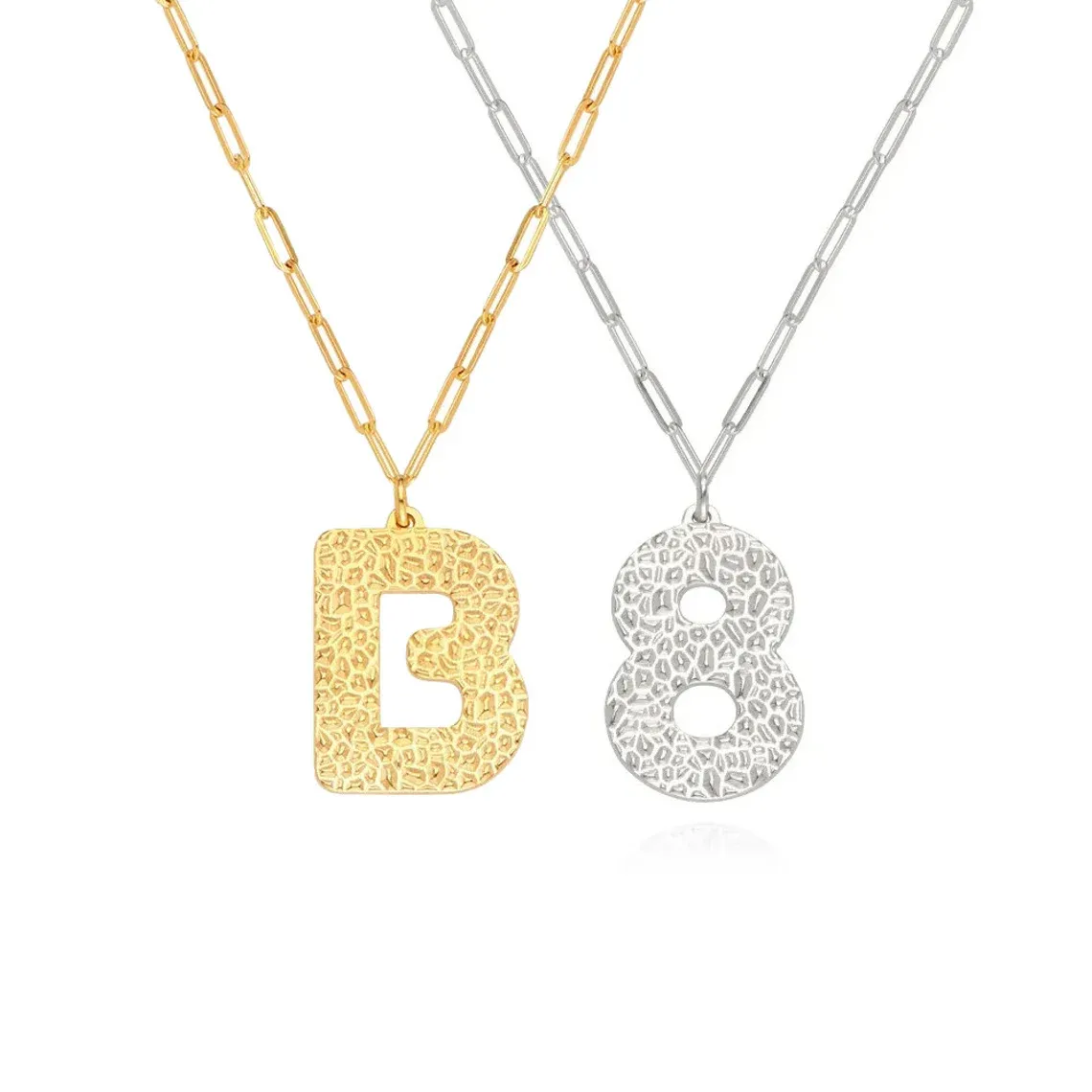 Paperclip Link Chain Personalized Initial Letter Number Necklace