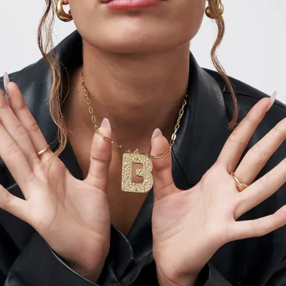 Paperclip Link Chain Personalized Initial Letter Number Necklace