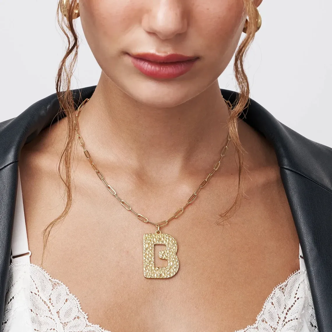 Paperclip Link Chain Personalized Initial Letter Number Necklace