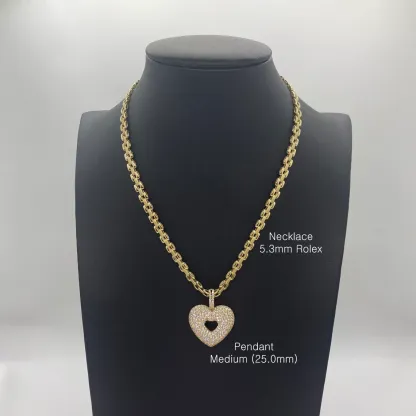 Rolex Links Chain Gold Plated Zircon Heart Pendant Necklace