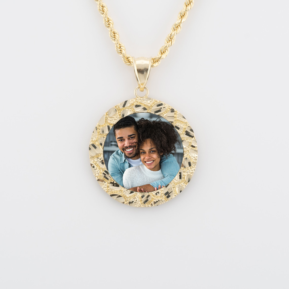 Nugget Style Circle With Picture Inside Pendant Personalized Custom Photo Necklace