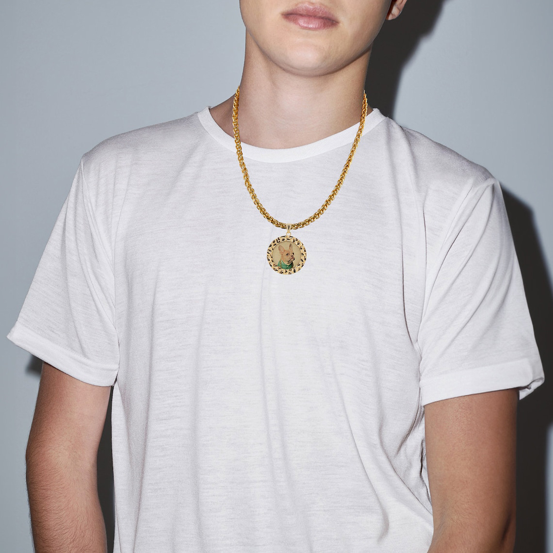 Nugget Style Circle With Picture Inside Pendant Personalized Custom Photo Necklace