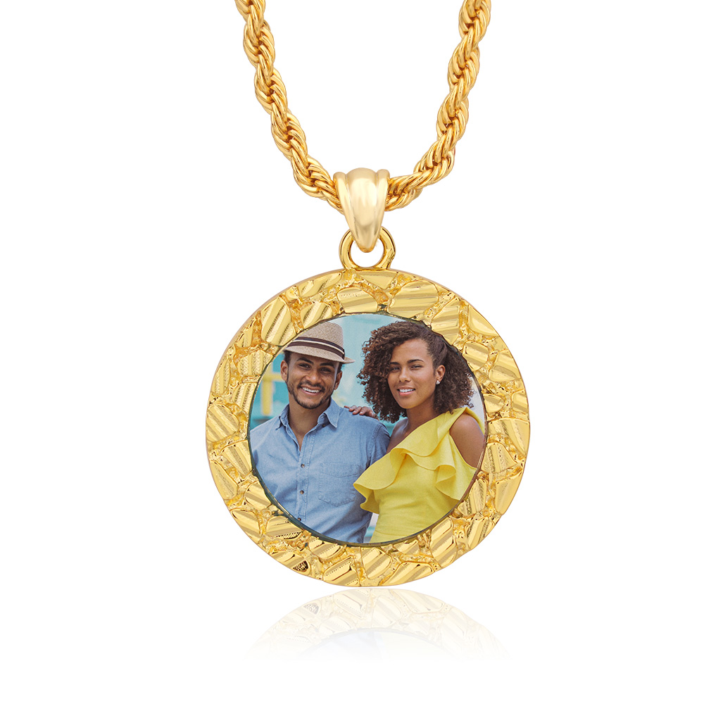 Nugget Style Circle With Picture Inside Pendant Custom Photo Necklace