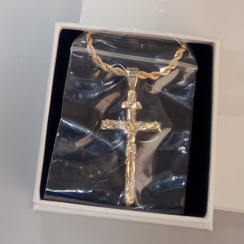 Crucifix Necklace Gold Plated Rope Chain Cross Necklace Christian Necklace