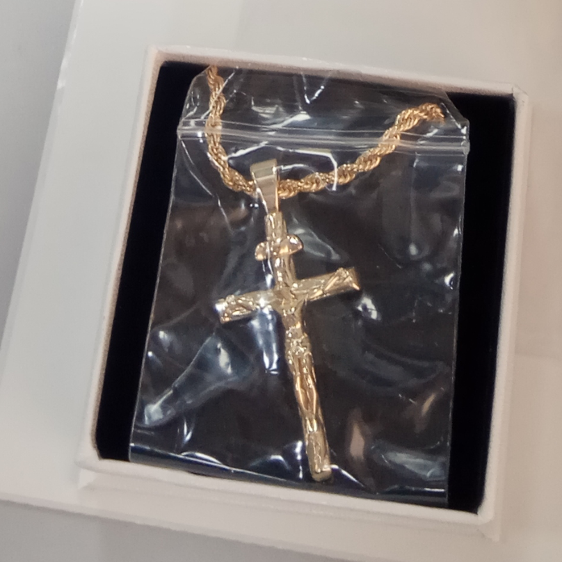 Crucifix Necklace Gold Plated Rope Chain Cross Necklace Christian Necklace