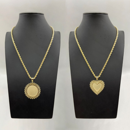 Rolex Style Round Circle Heart Charm Pendant Personalized Custom Photo Necklace