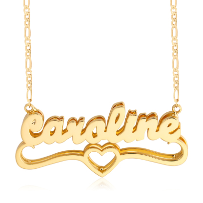 Heart Pendant Personalized Double Plated Name Necklace and Twist Hoop Name Earrings Jewelry Set