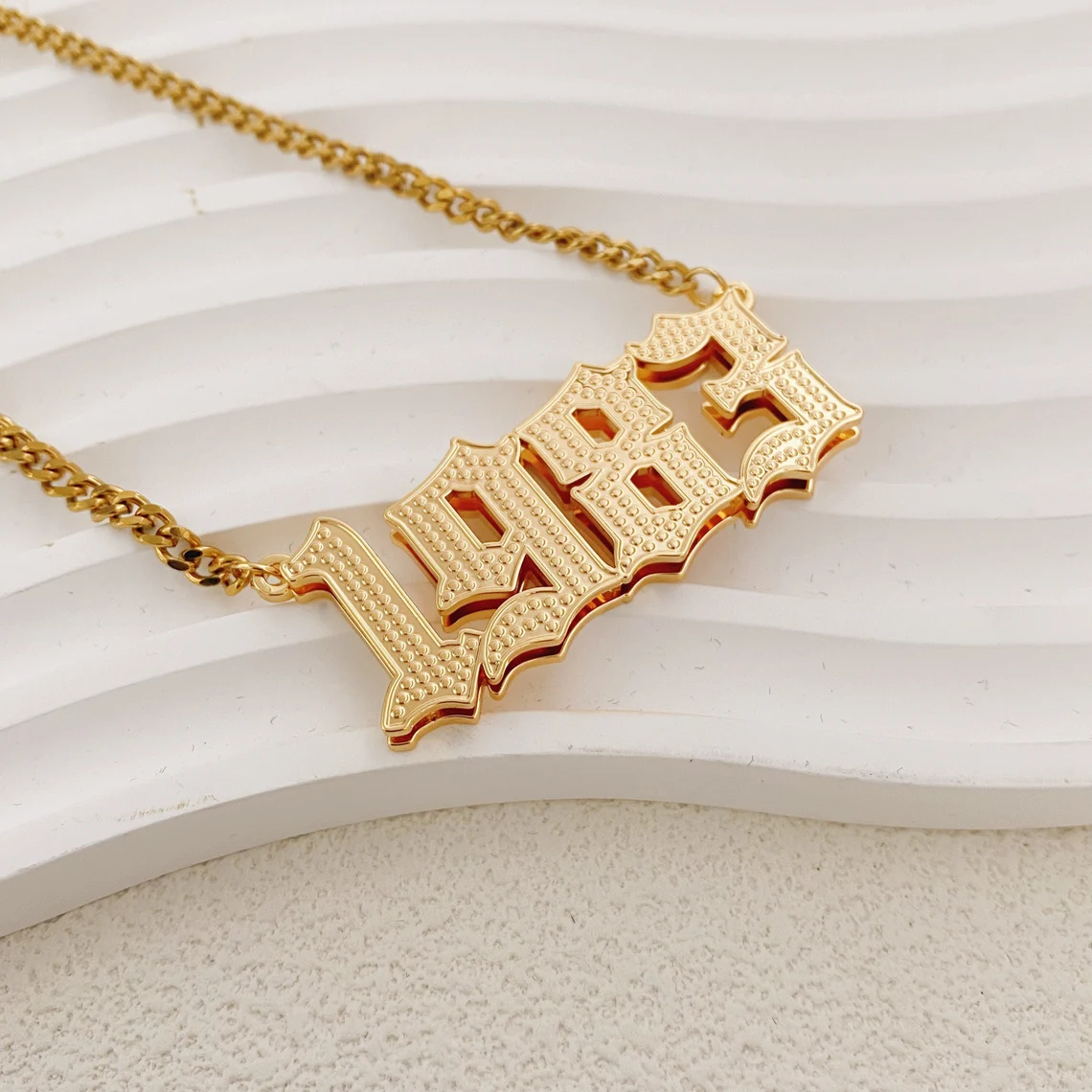 Birth Year Necklace Gold Plated Personalized Number Necklace
