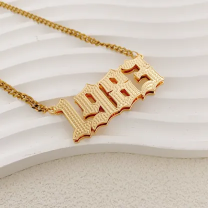 Birth Year Necklace Gold Plated Personalized Number Necklace