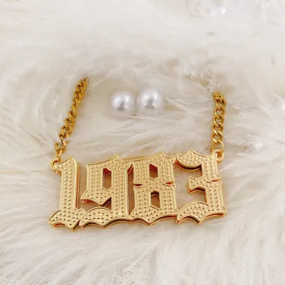 Birth Year Necklace Gold Plated Personalized Number Necklace