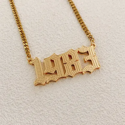 Birth Year Necklace Gold Plated Personalized Number Necklace