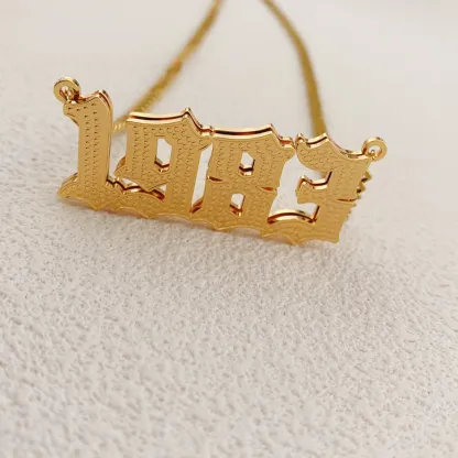 Birth Year Necklace Gold Plated Personalized Number Necklace