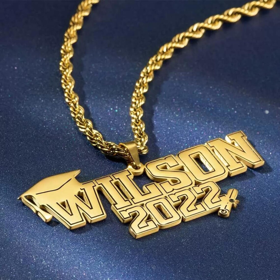 Personalized Bachelor Cap Name Necklace Graduation Necklace Gift