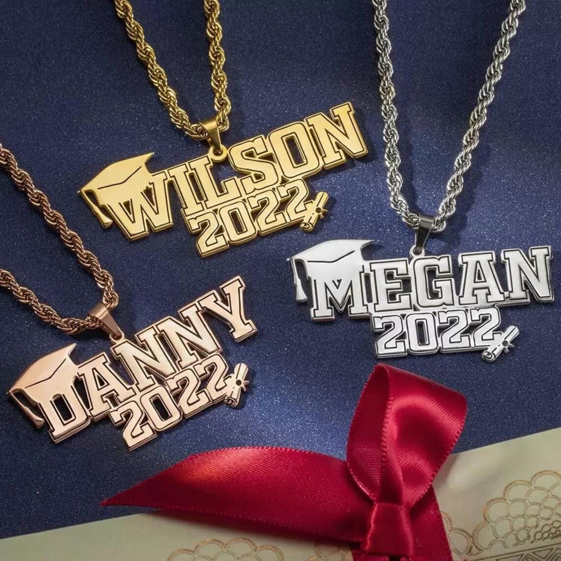 Personalized Bachelor Cap Name Necklace Graduation Necklace Gift
