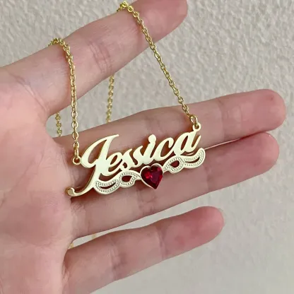 Personalized Gold Plated Birthstone Custom Name Necklace