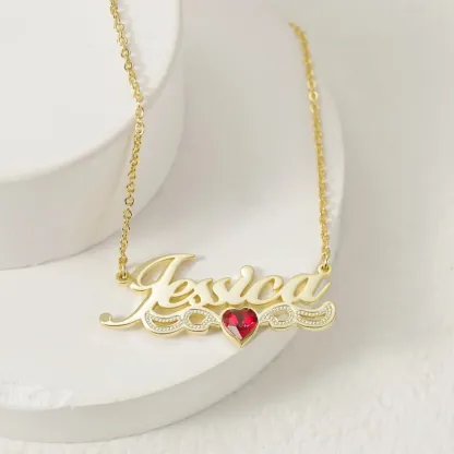 Personalized Gold Plated Birthstone Custom Name Necklace