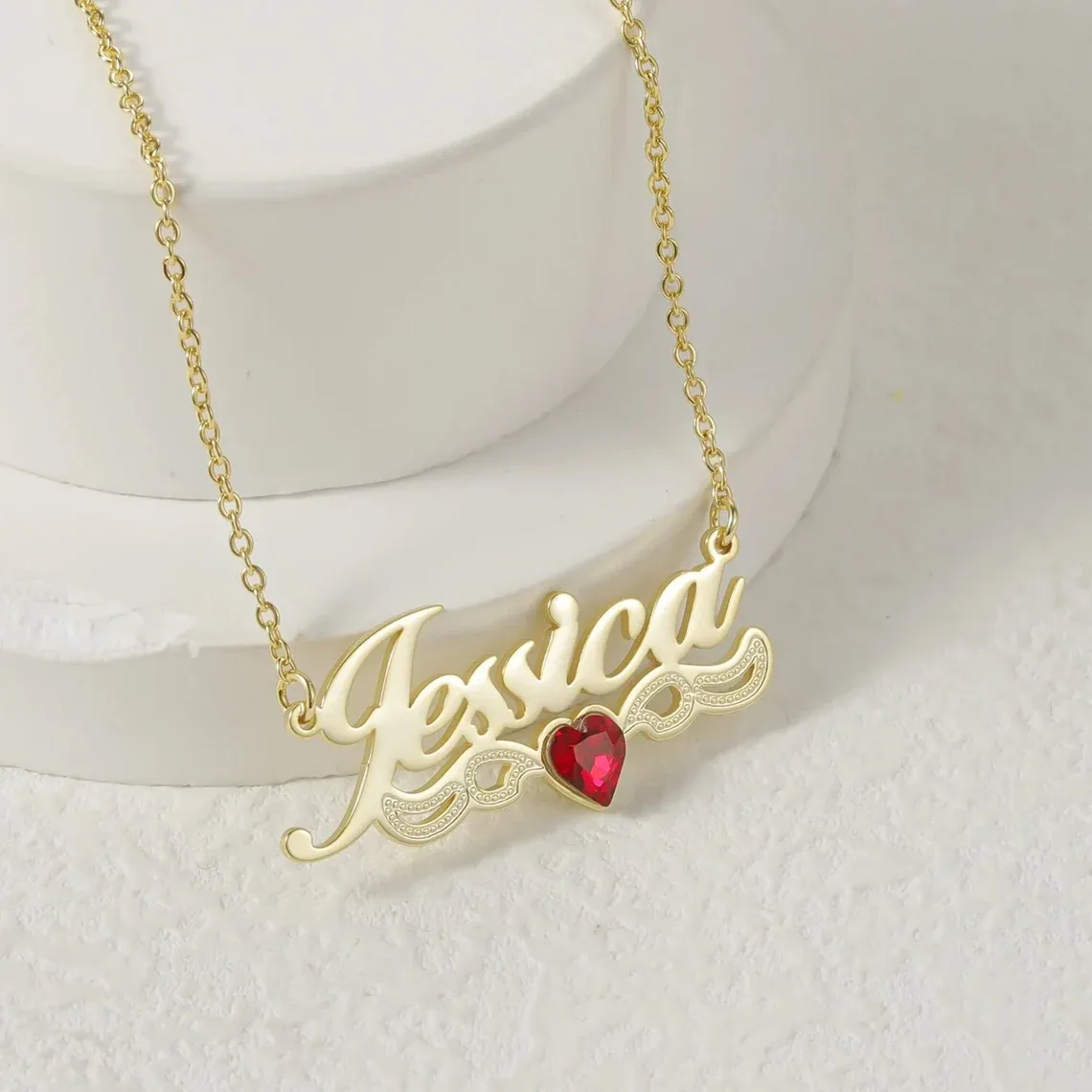 Personalized Gold Plated Birthstone Custom Name Necklace
