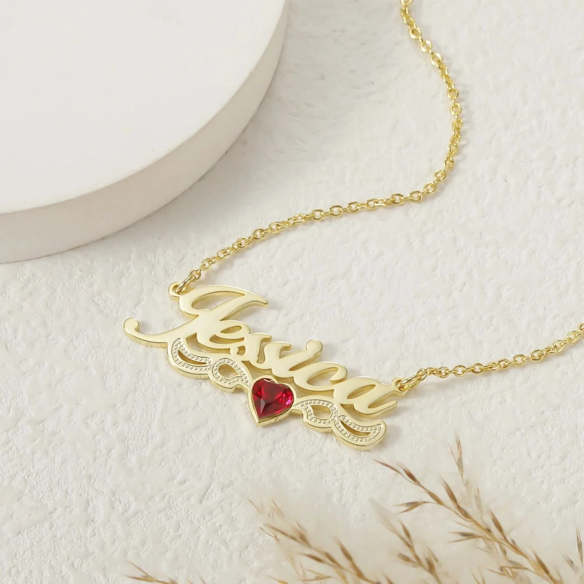 Personalized Gold Plated Birthstone Custom Name Necklace