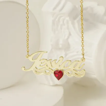 Personalized Gold Plated Birthstone Custom Name Necklace