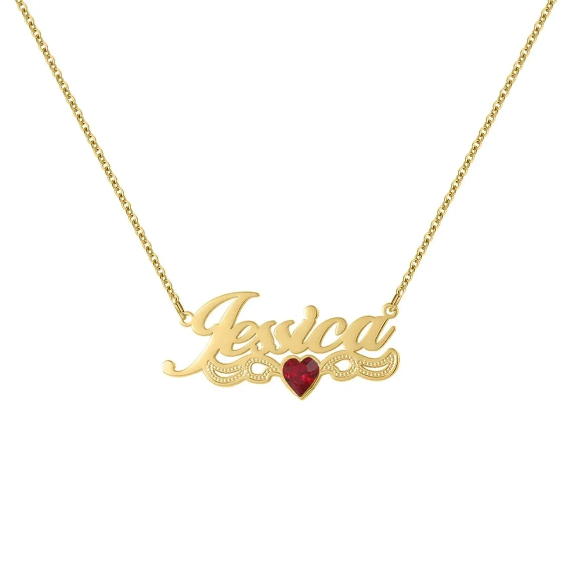 Personalized Gold Plated Birthstone Custom Name Necklace