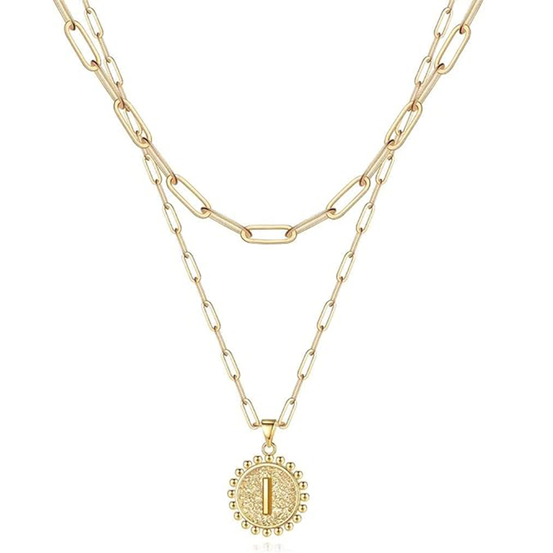 Custom Dainty Layering Paperclip Chain Necklace And Initial Necklace