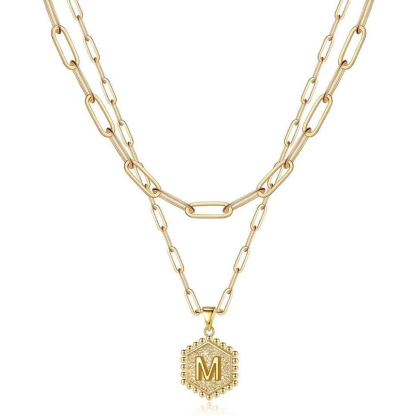 Personalized Gold Plated Dainty Layering Paperclip Chain Necklace Custom Initial Necklace