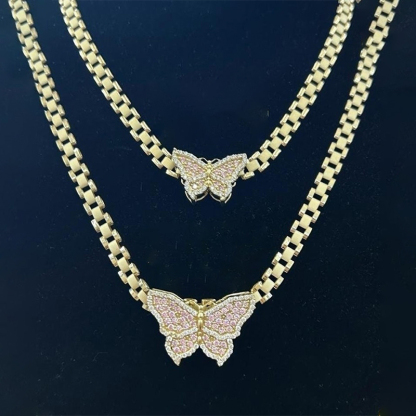 6.5mm Rolex Chain with Butterfly Pendant Rolex Style Necklace 