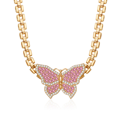 6.5mm RX Chain with Butterfly Pendant RX Style Necklace 