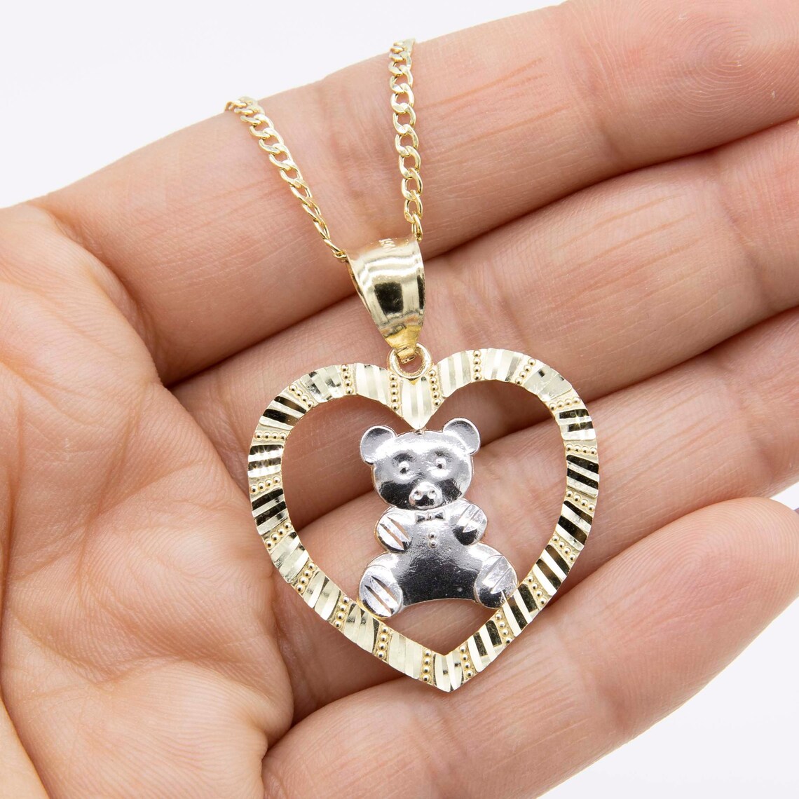 Nugget Necklace Teddy Bear Gold Plated Necklace