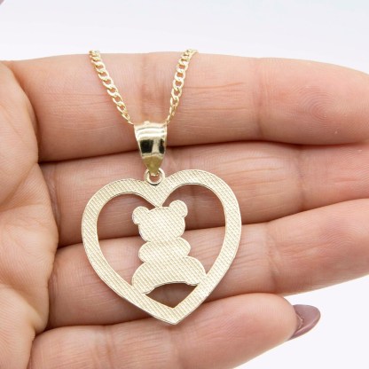 Nugget Necklace Teddy Bear Gold Plated Necklace