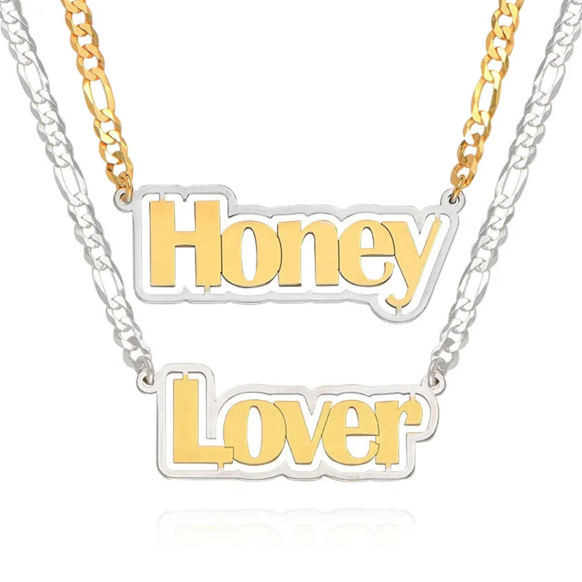 Gold Plated Hollow Font Necklace Personalized Name Necklace