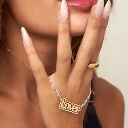 Gold Plated Hollow Font Necklace Personalized Name Necklace