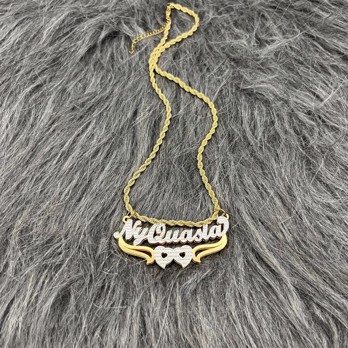 Gold Plated Heart Necklace Personalized Cutom Name Necklace
