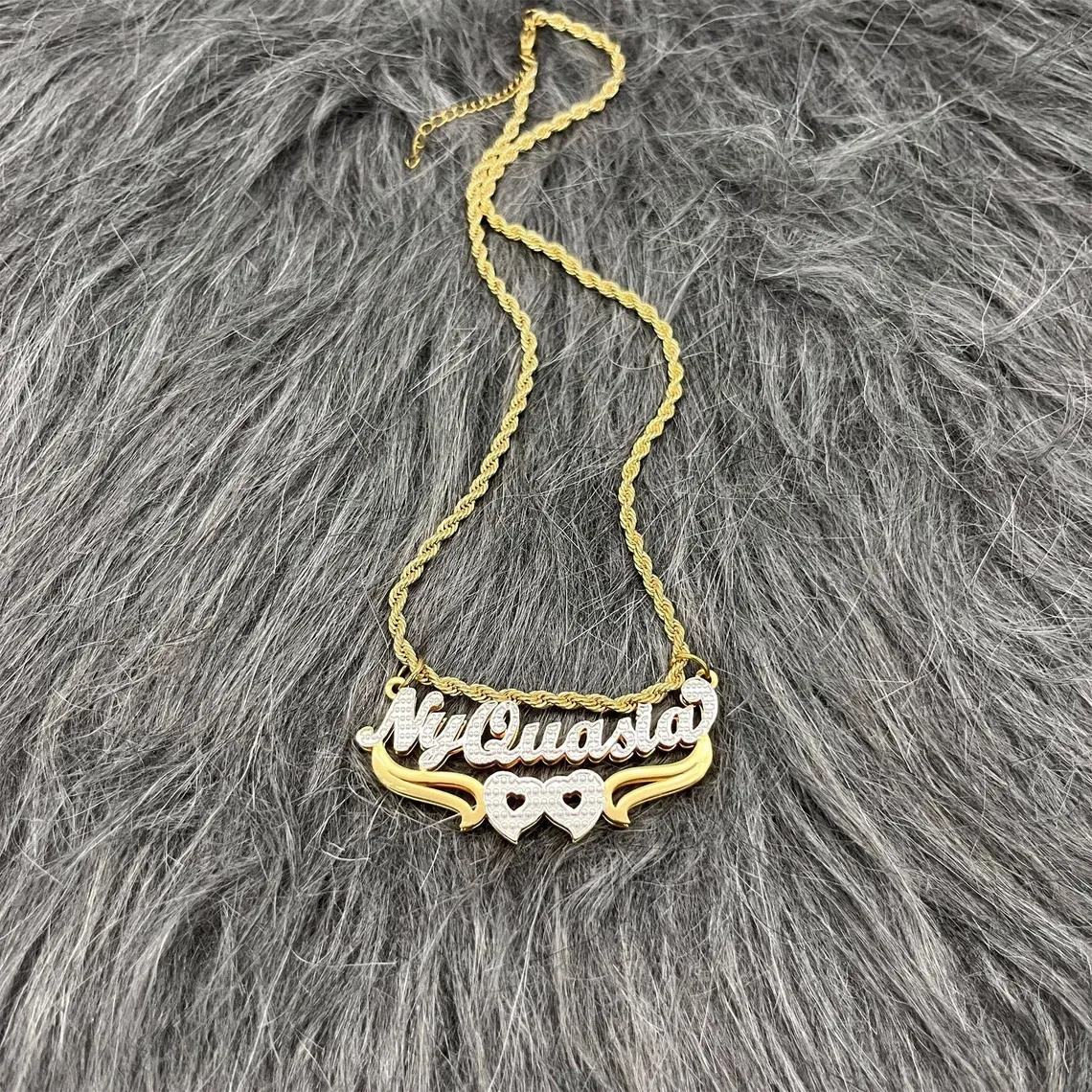 Gold Plated Heart Necklace Personalized Cutom Name Necklace