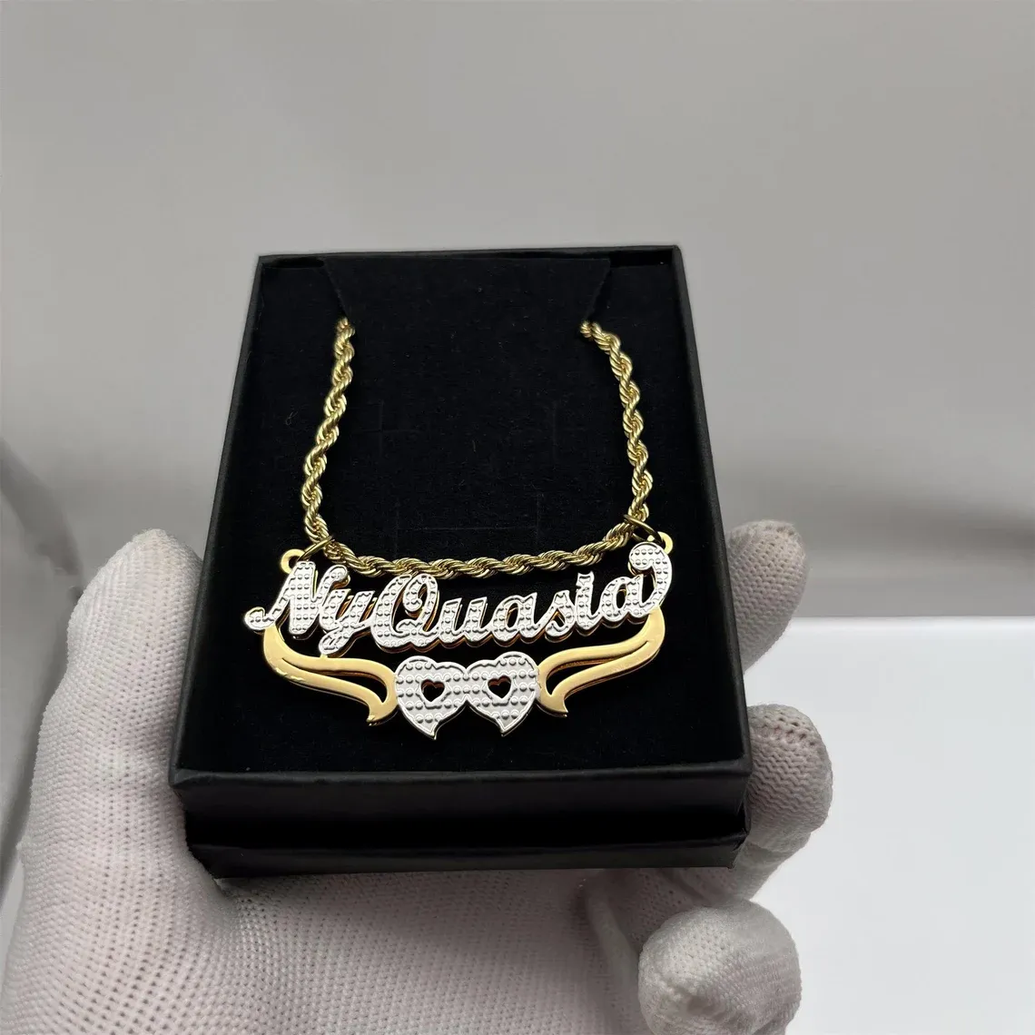 Gold Plated Heart Necklace Personalized Cutom Name Necklace