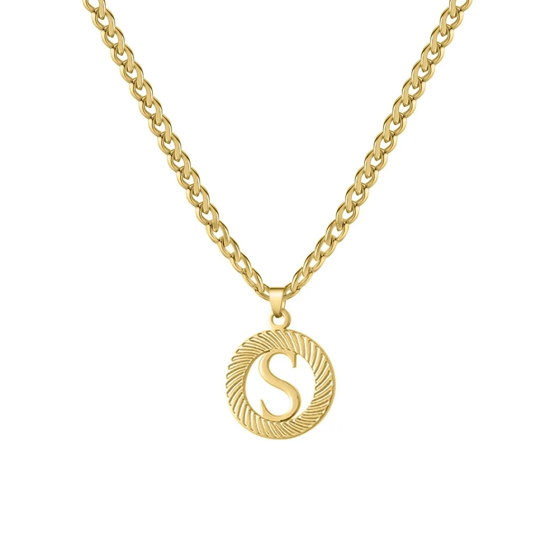 Simple Initial Circle Laser Cut Single Letter Necklace Custom Name Necklace