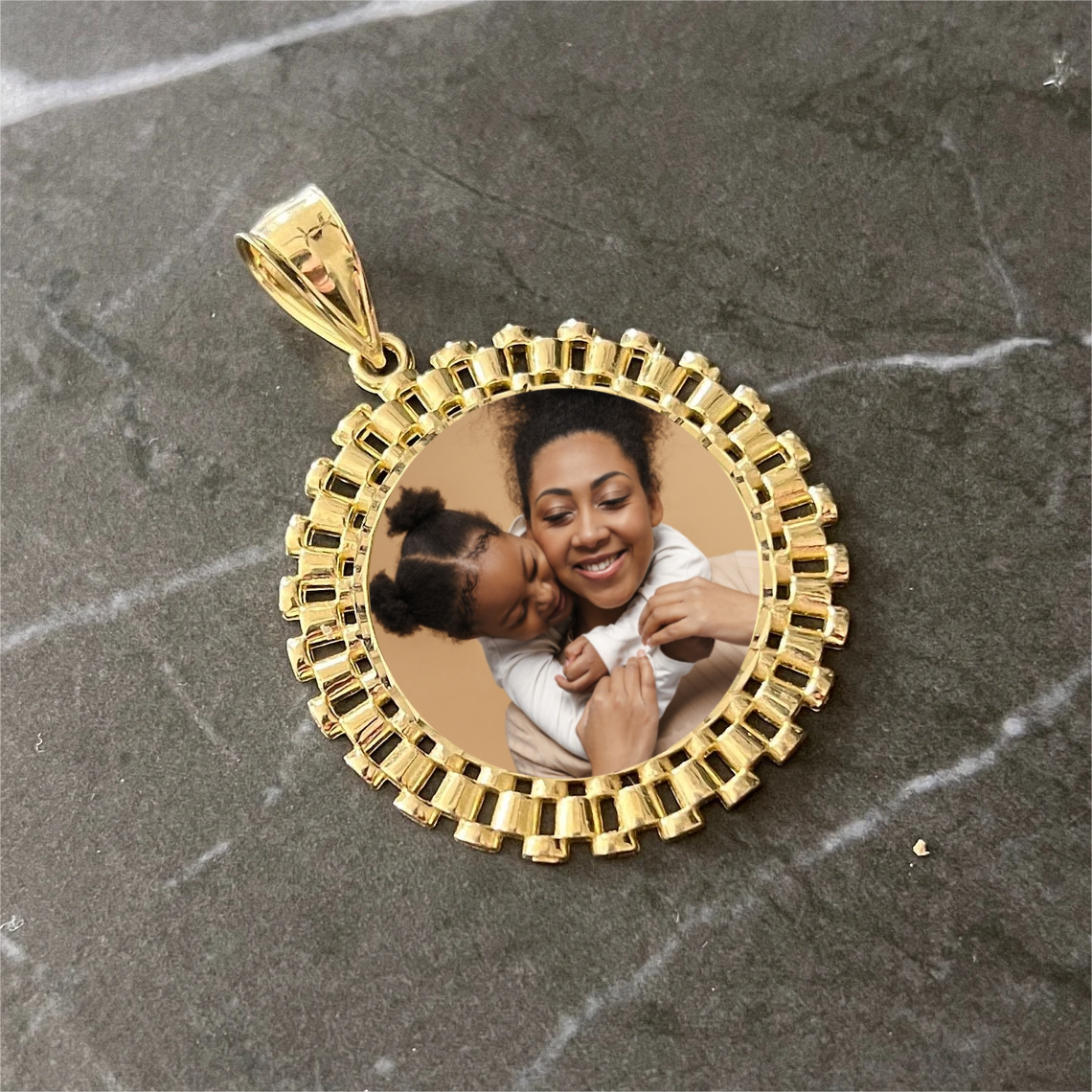 Rolex Style Round Circle Charm Pendant Custom Photo Necklace Memorial Neckalce
