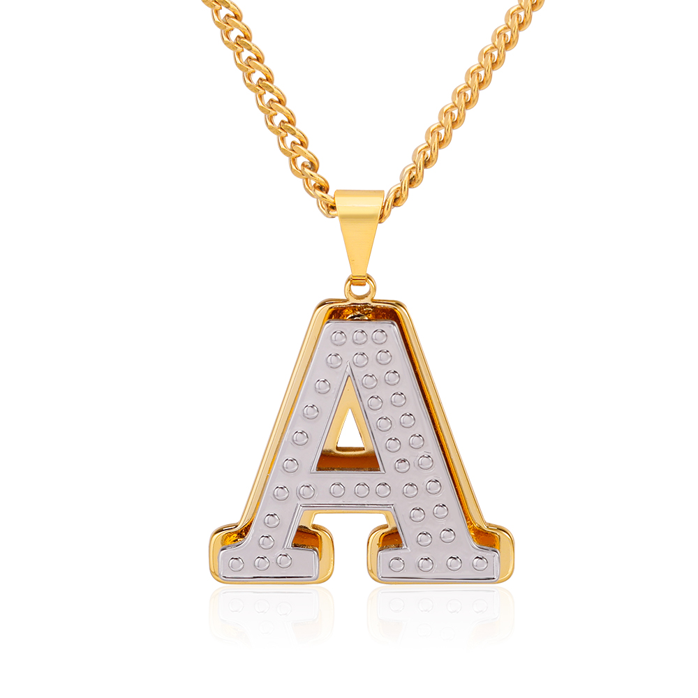 Double Layer Two Tone Letter Necklace Personalized Initial Necklace